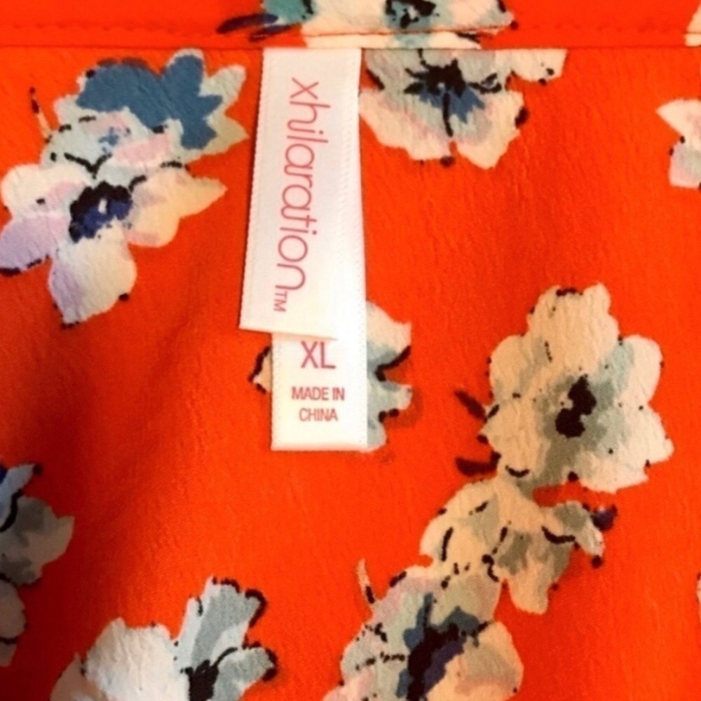 Xhilaration Orange Floral Print One-Shoulder Dress Size XL - Picture 5 of 5